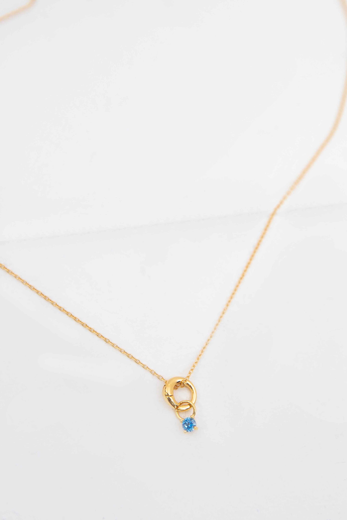 March Birthstone Charm Necklace | Gold