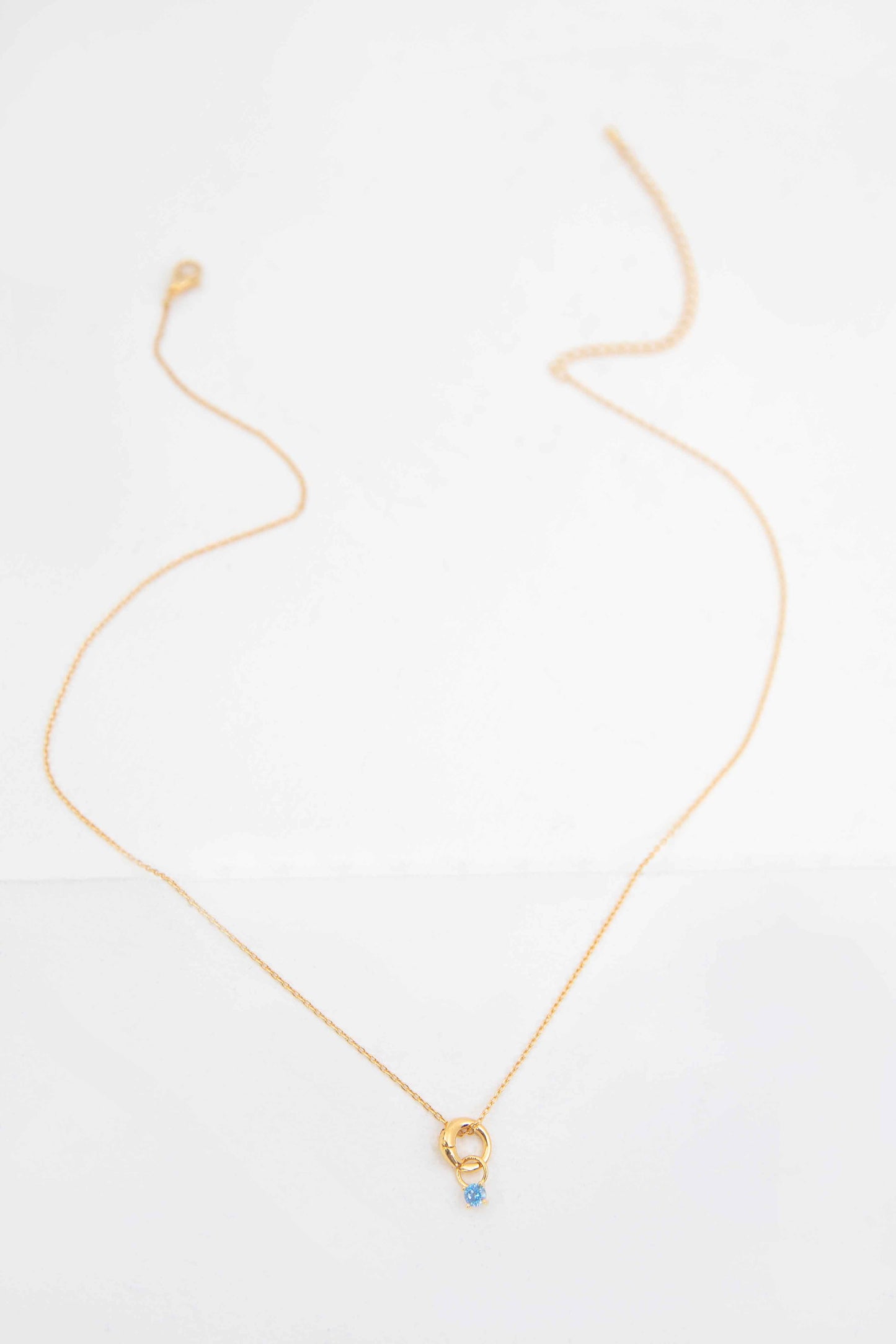 March Birthstone Charm Necklace | Gold