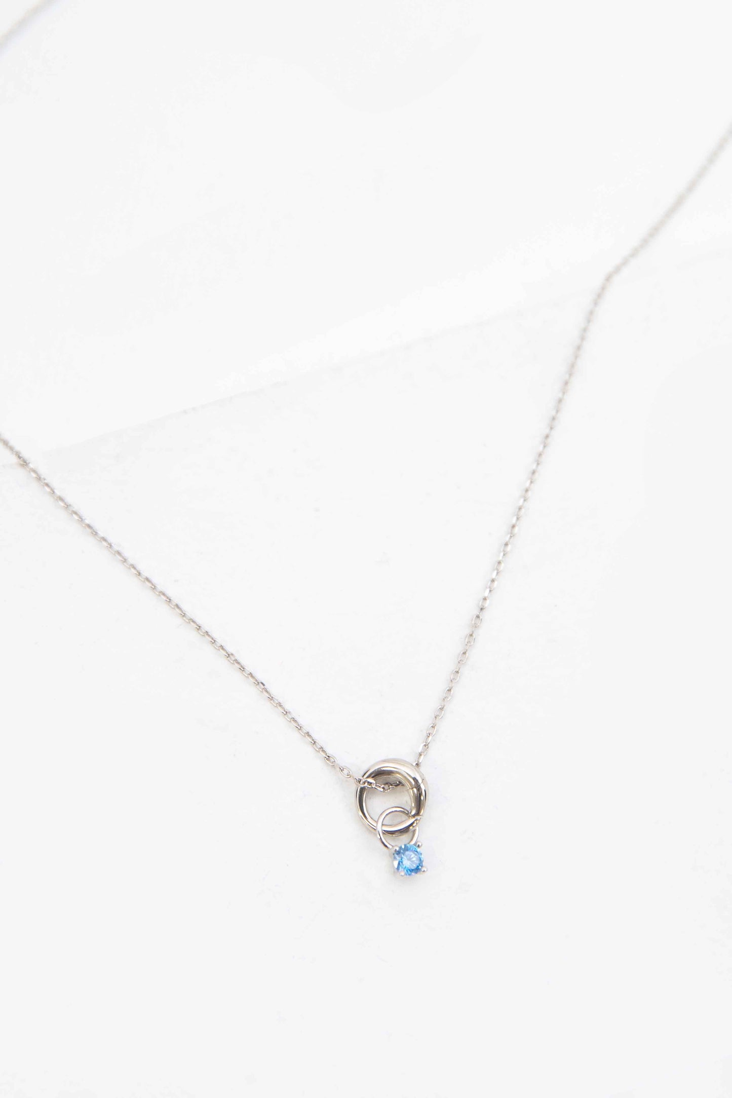 March Birthstone Charm Necklace | Silver