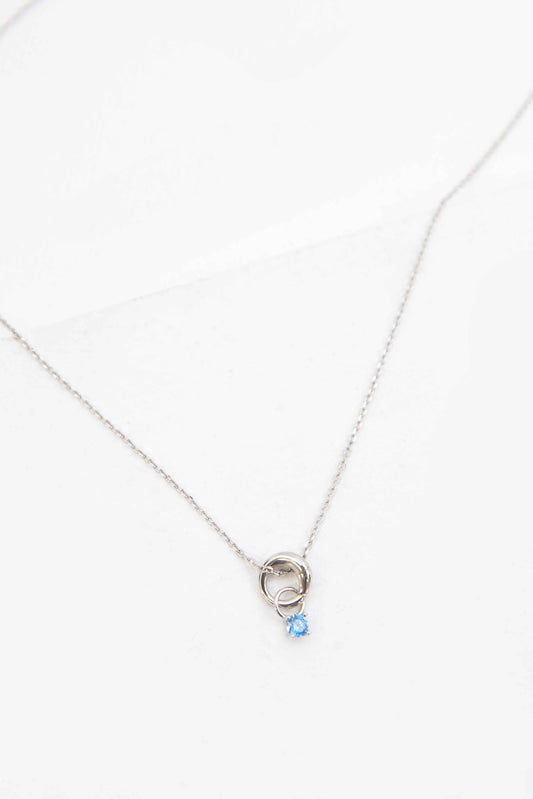 March Birthstone Charm Necklace | Silver