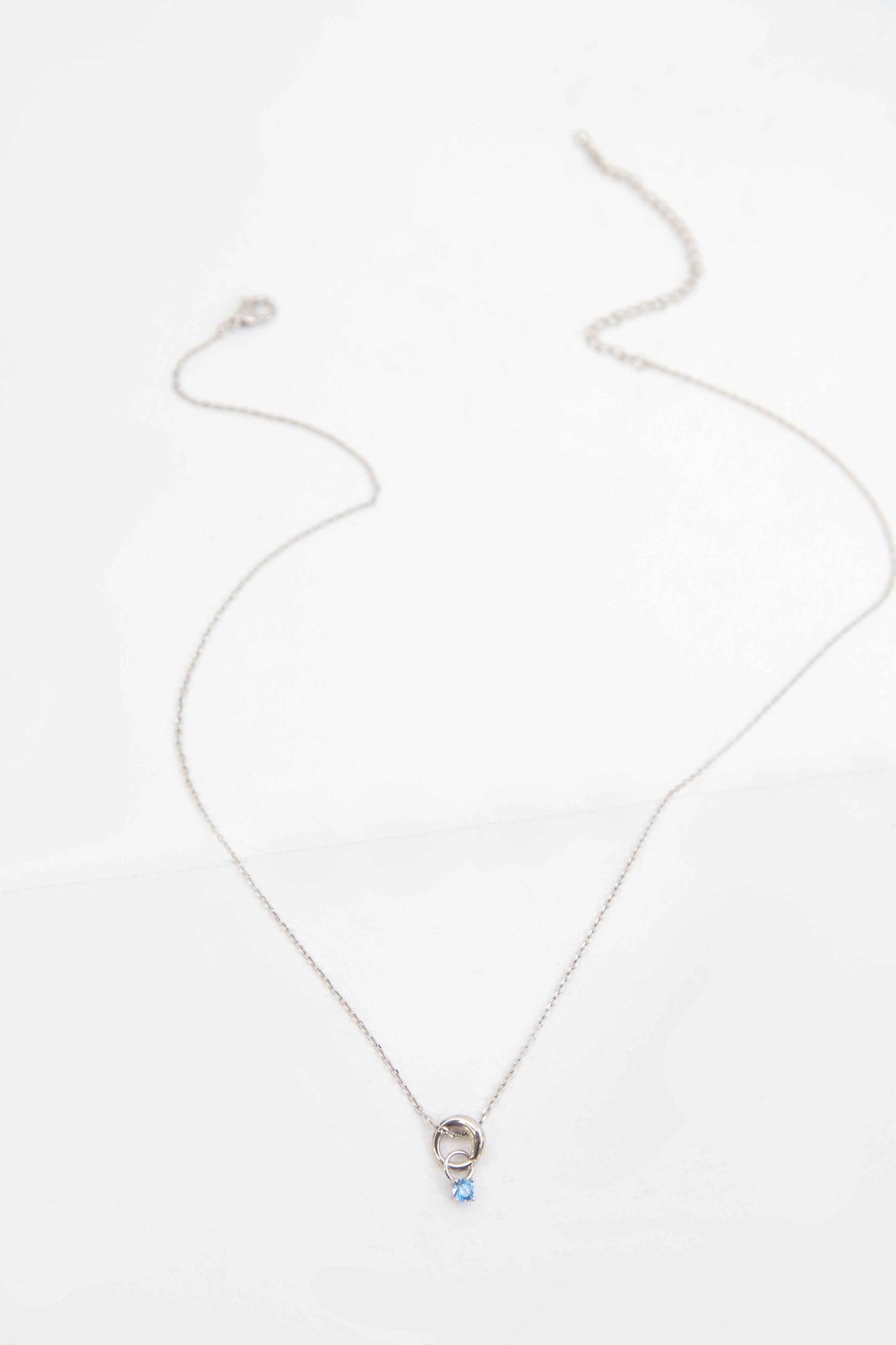 March Birthstone Charm Necklace | Silver
