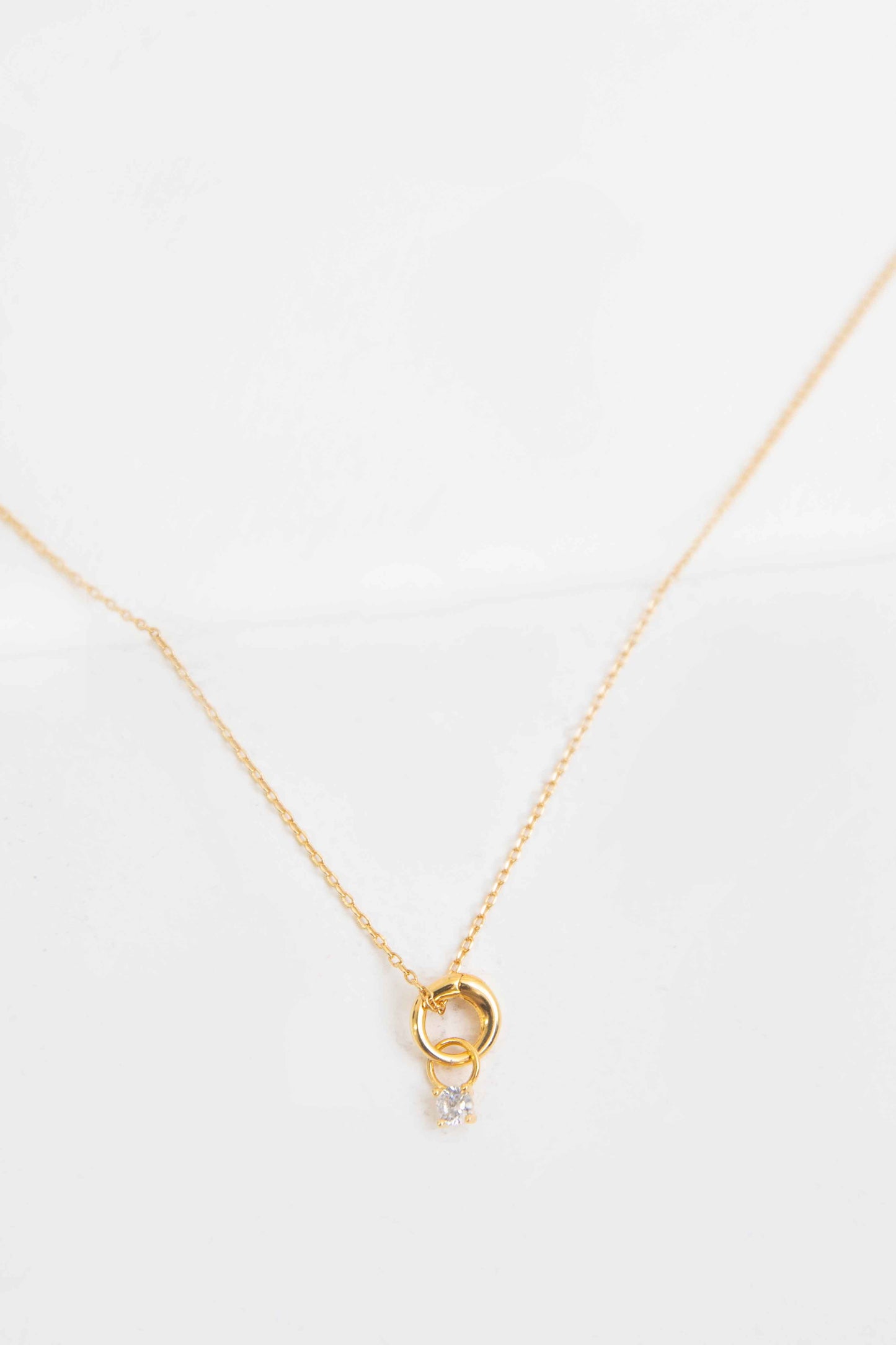 April Birthstone Charm Necklace | Gold