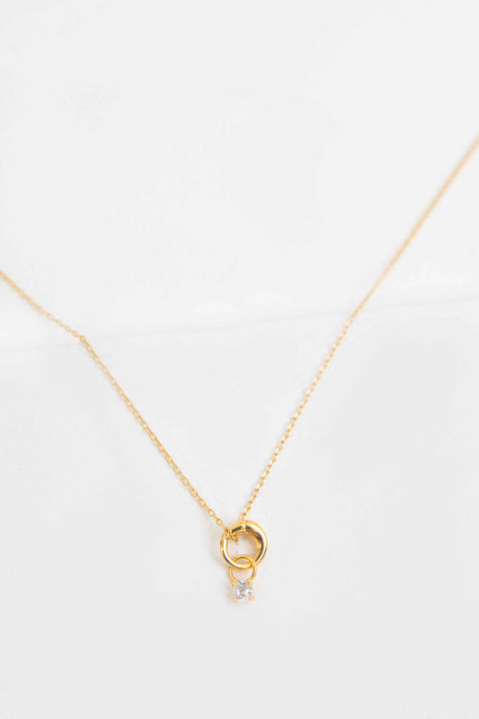 April Birthstone Charm Necklace | Gold