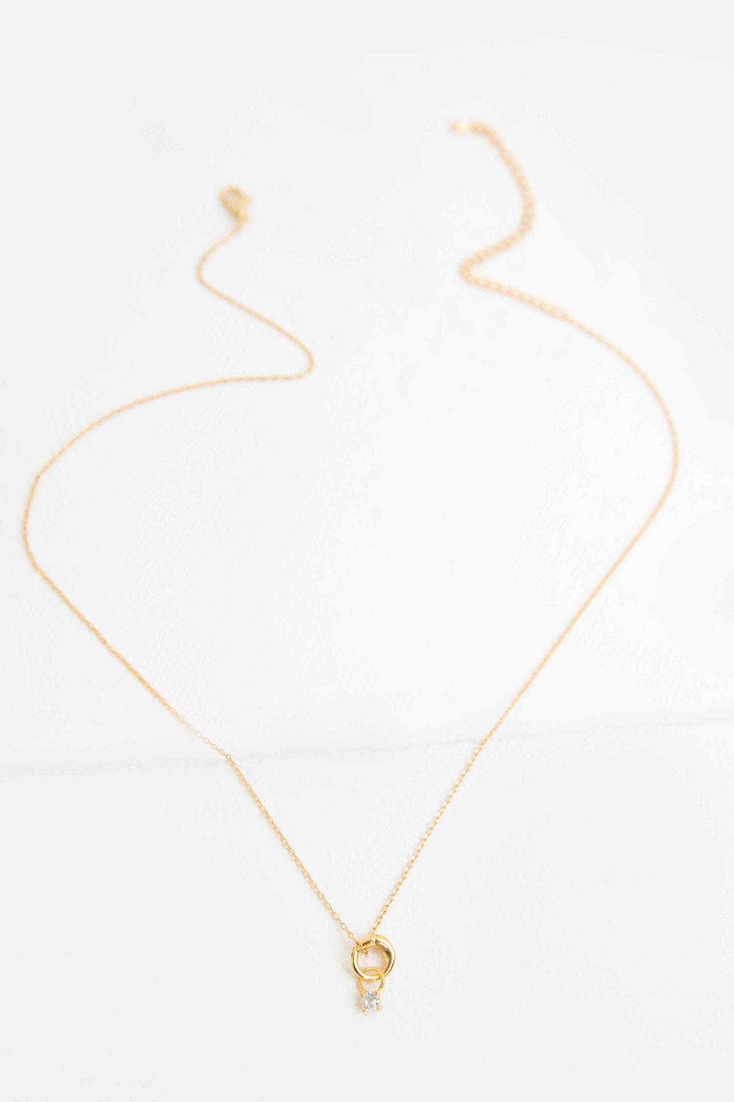 April Birthstone Charm Necklace | Gold