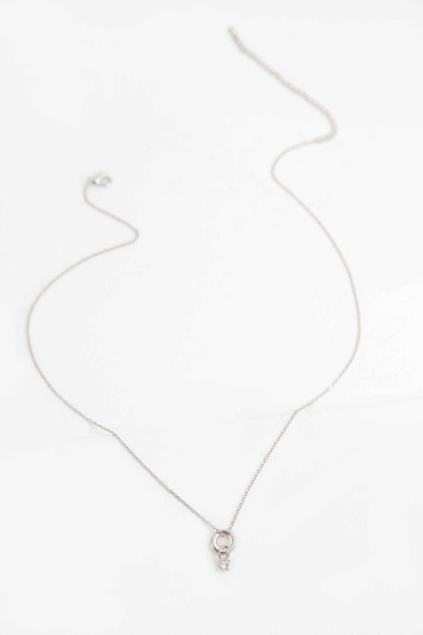 April Birthstone Charm Necklace | Silver