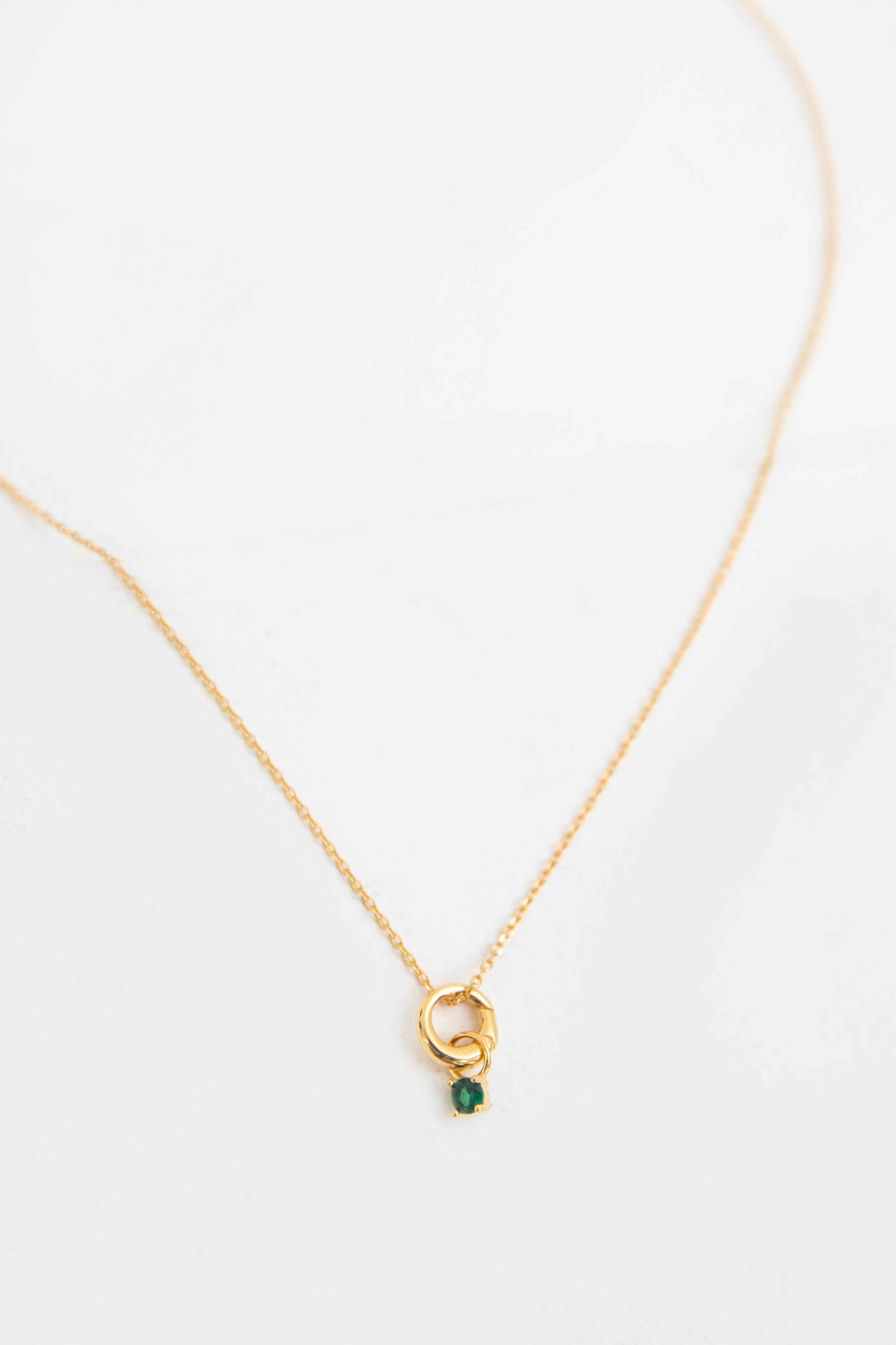 May Birthstone Charm Necklace | Gold
