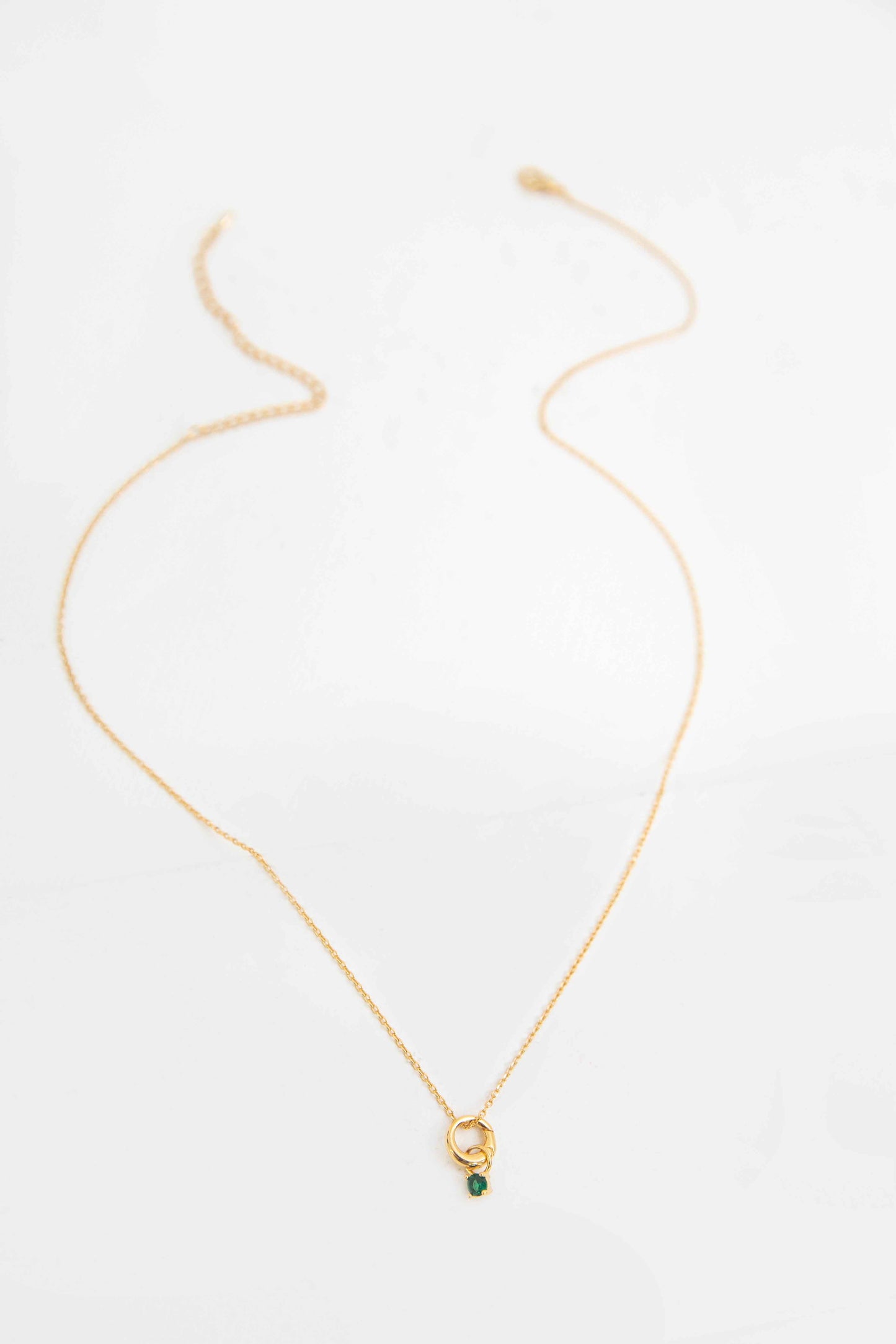 May Birthstone Charm Necklace | Gold