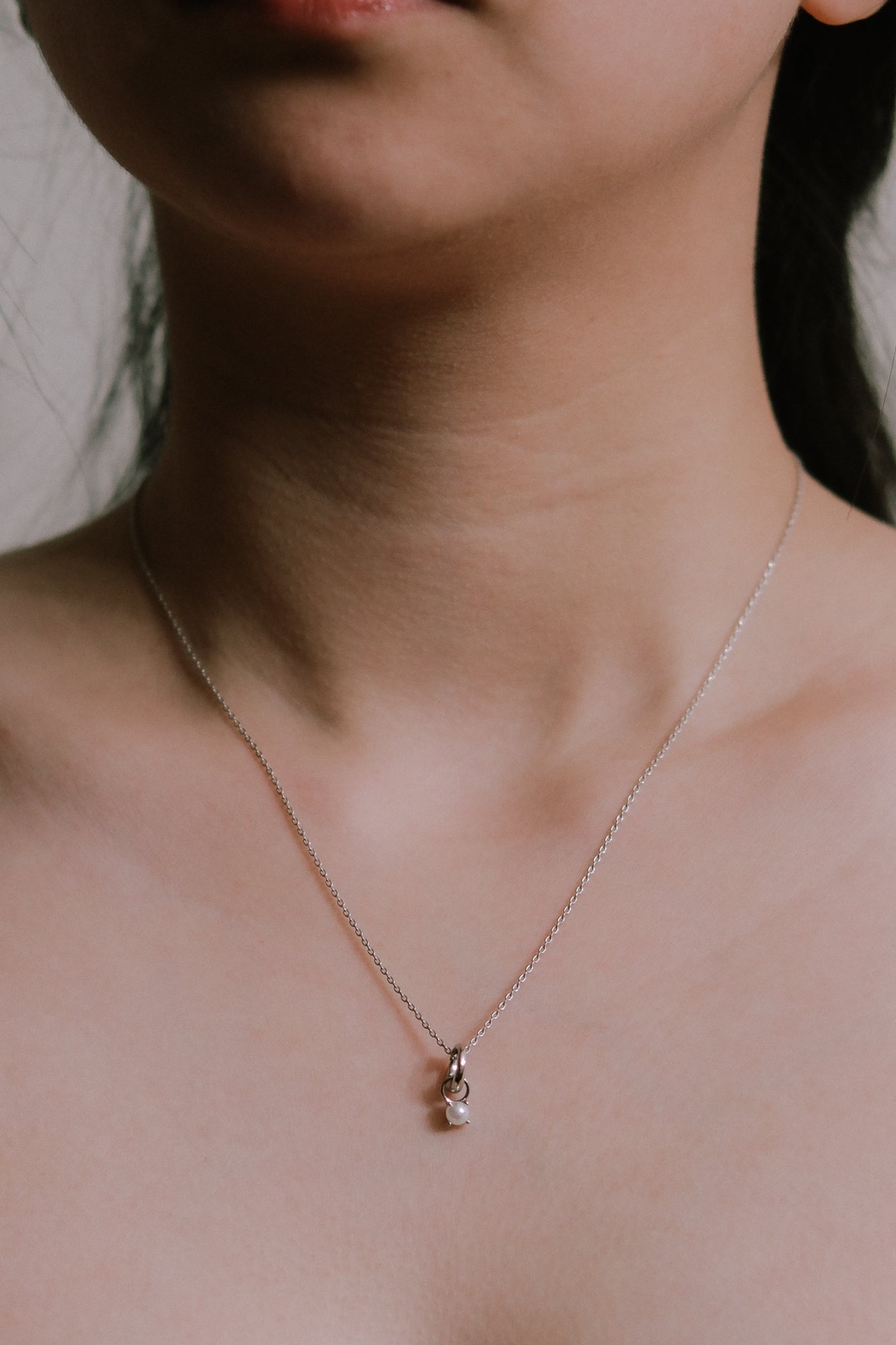 June Birthstone Charm Necklace | Silver