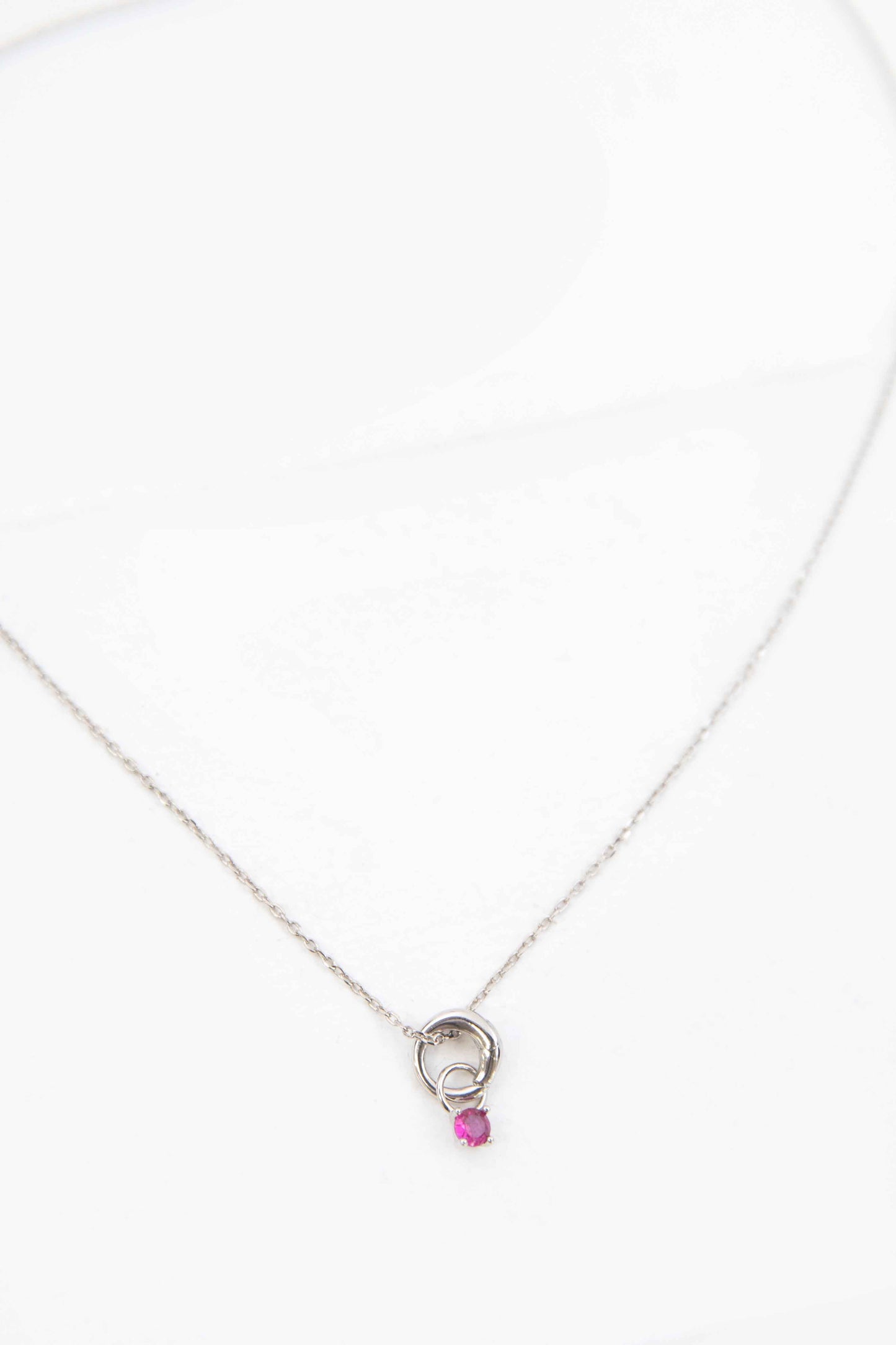 July Birthstone Charm Necklace | Silver