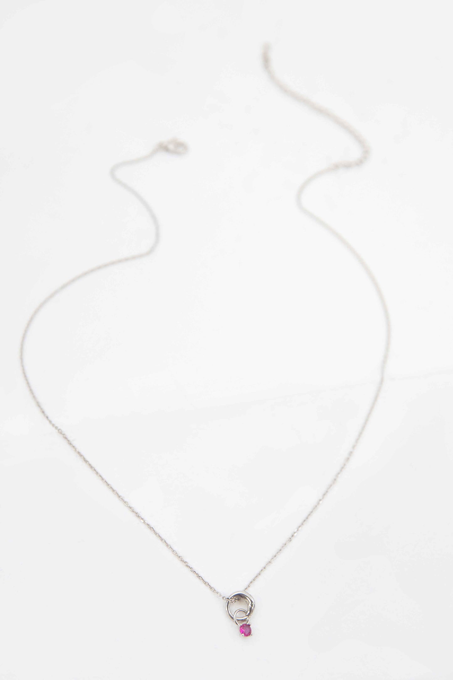 July Birthstone Charm Necklace | Silver