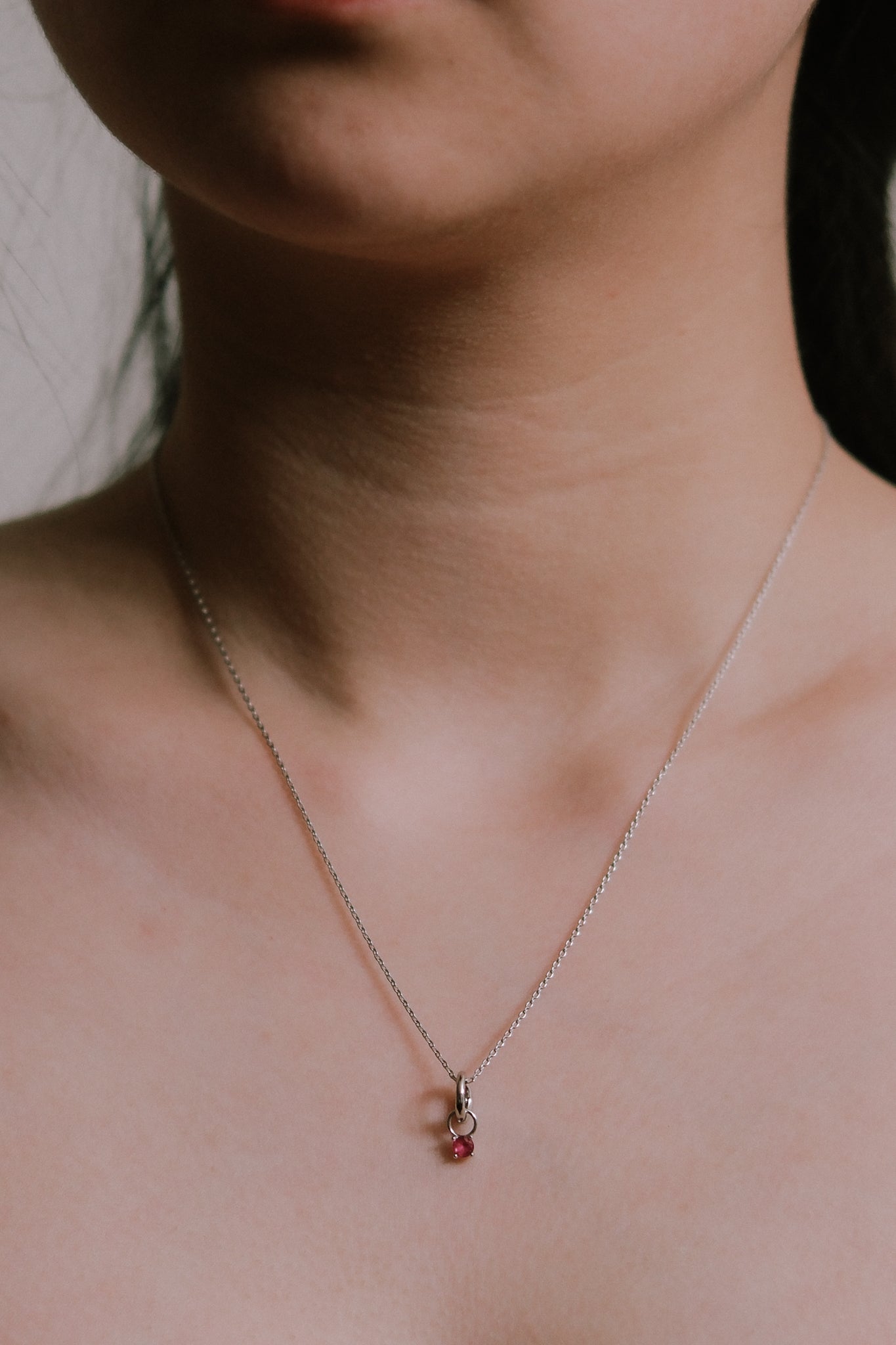 July Birthstone Charm Necklace | Silver