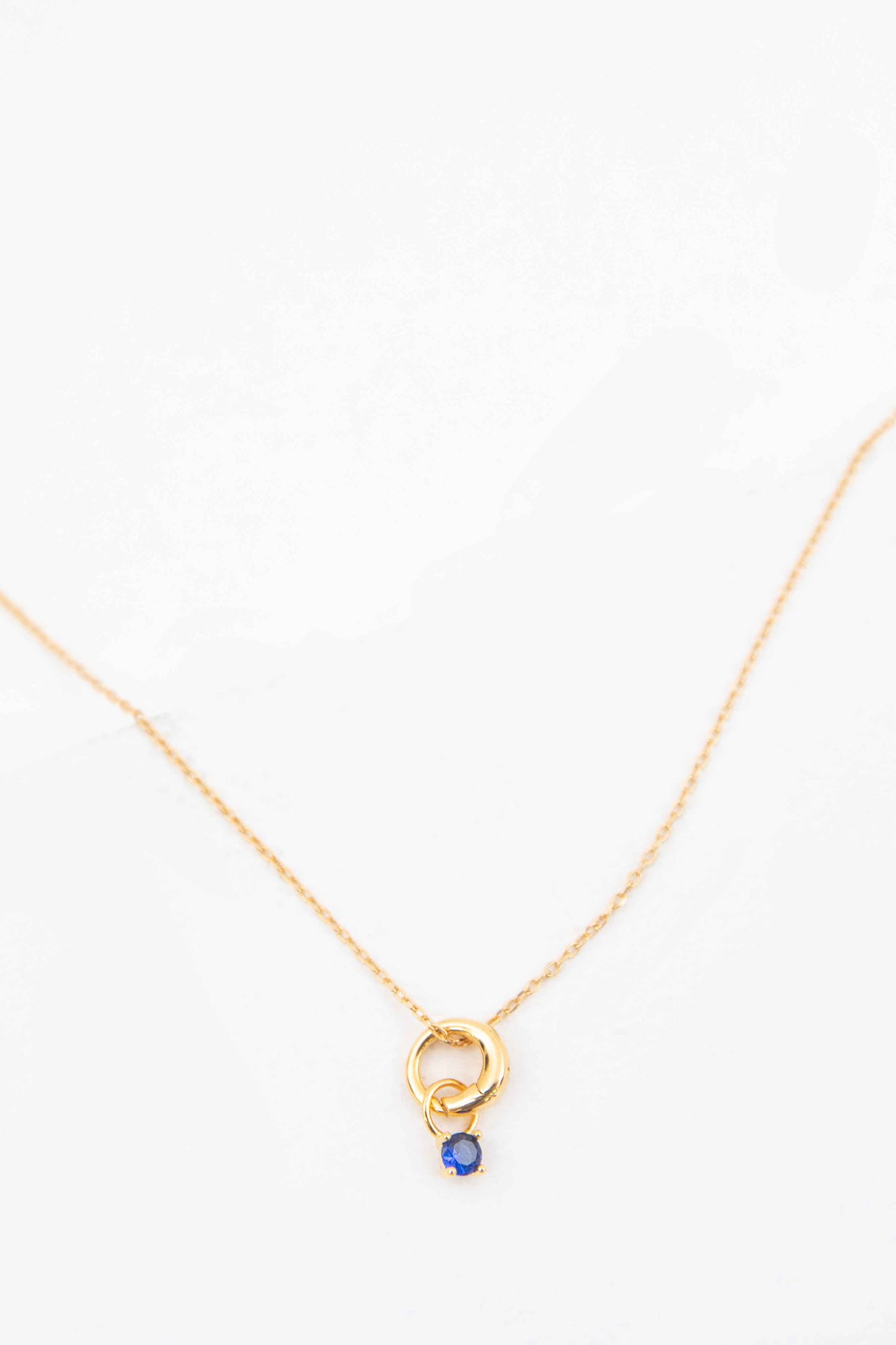 September Birthstone Charm Necklace | Gold