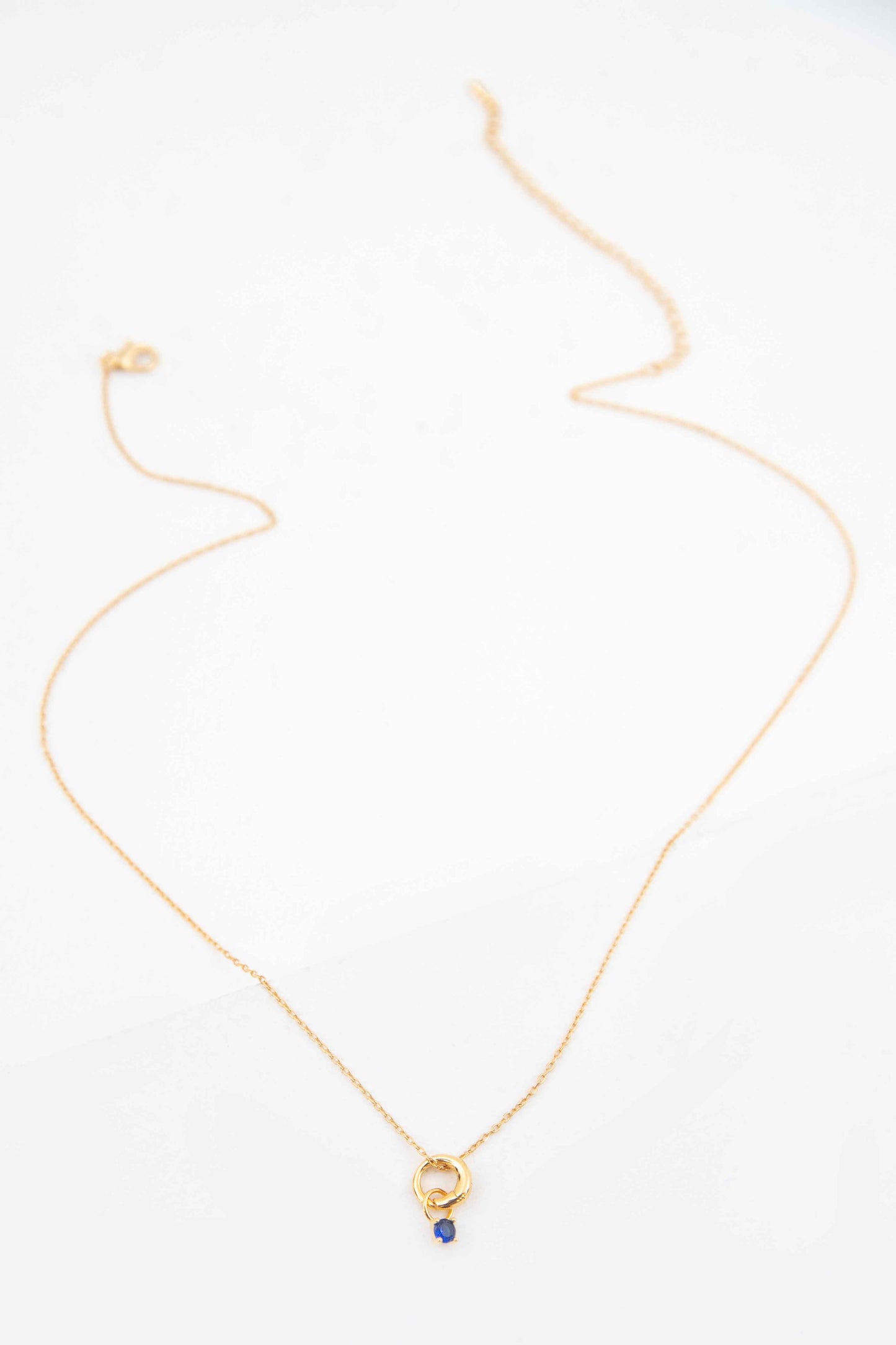 September Birthstone Charm Necklace | Gold