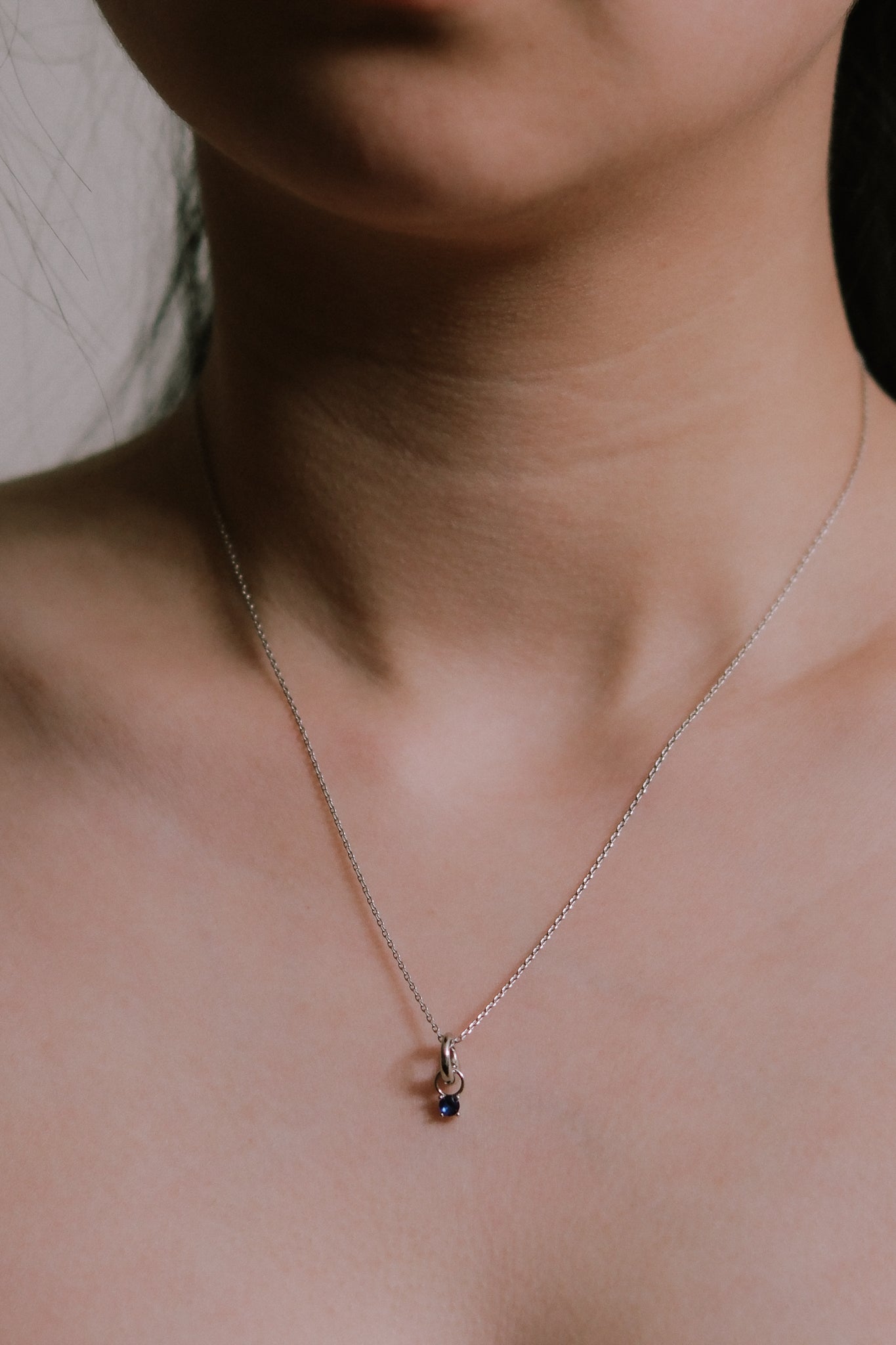 September Birthstone Charm Necklace | Silver