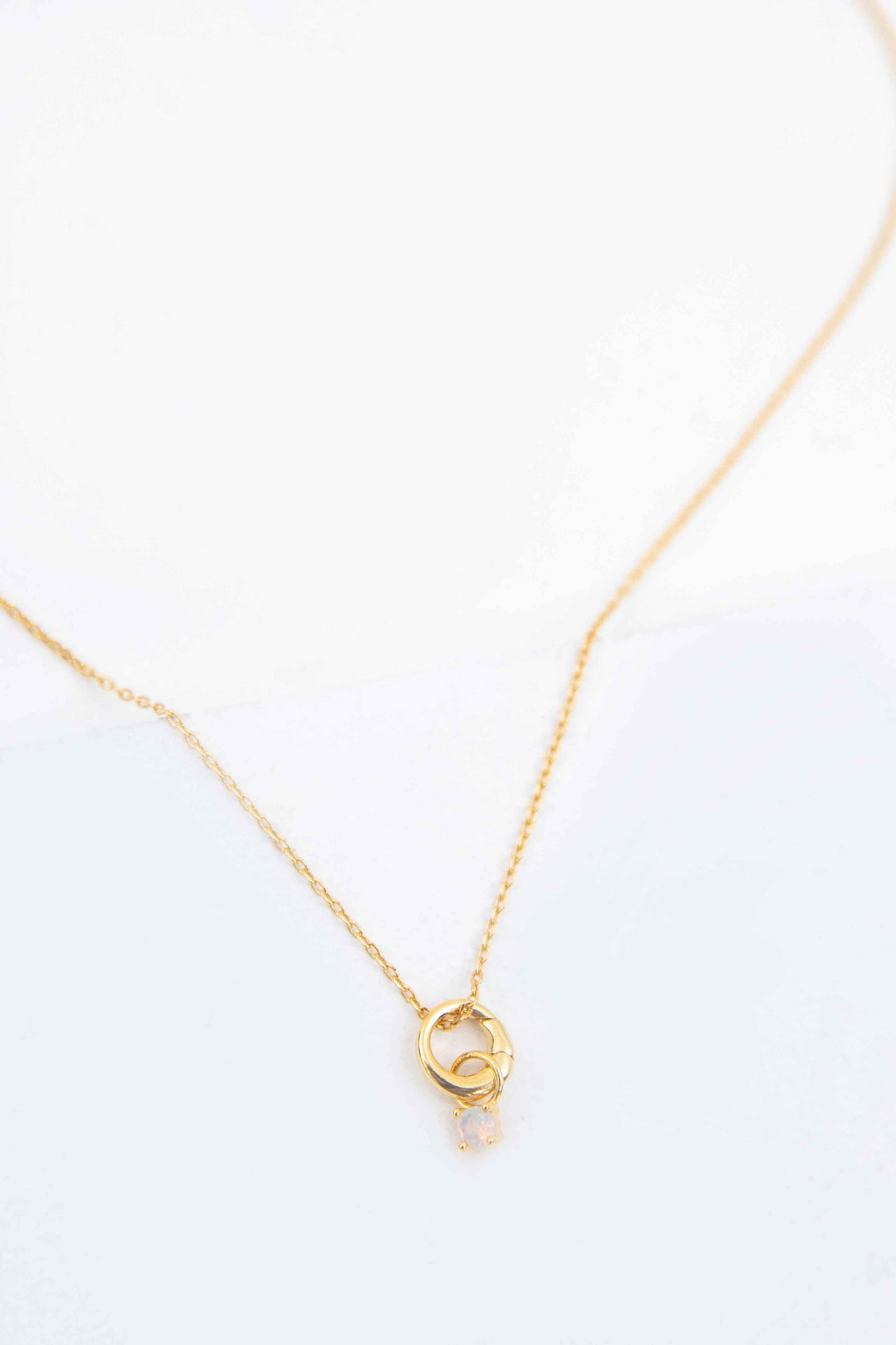 October Birthstone Charm Necklace | Gold