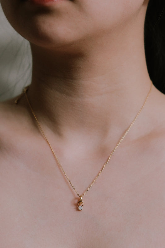 October Birthstone Charm Necklace | Gold