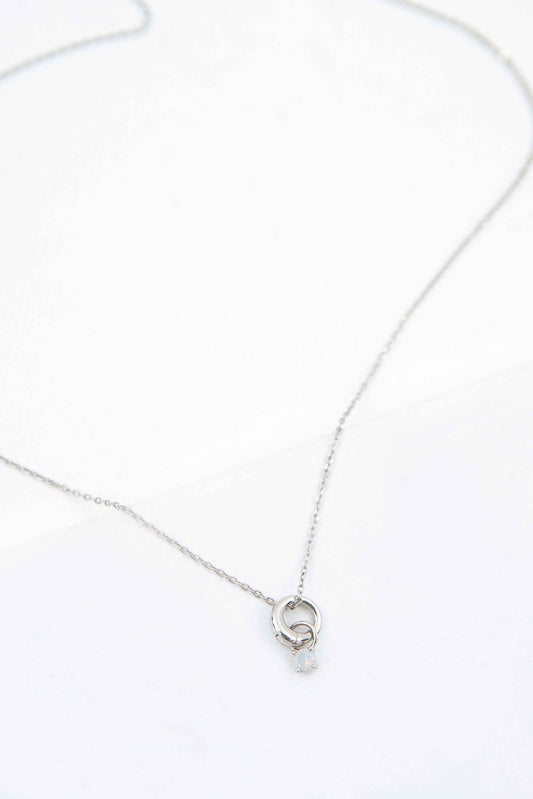 October Birthstone Charm Necklace | Silver