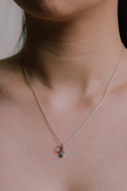 December Birthstone Charm Necklace | Silver