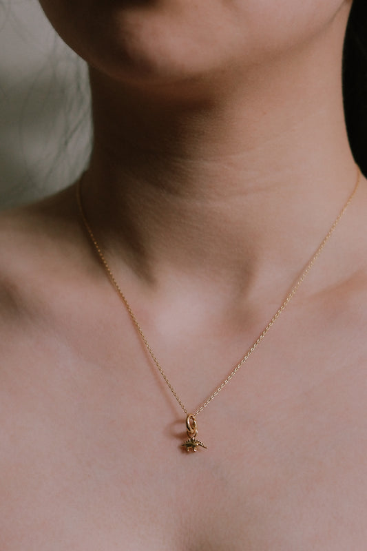 Stegosaurus Charm Necklace | Gold