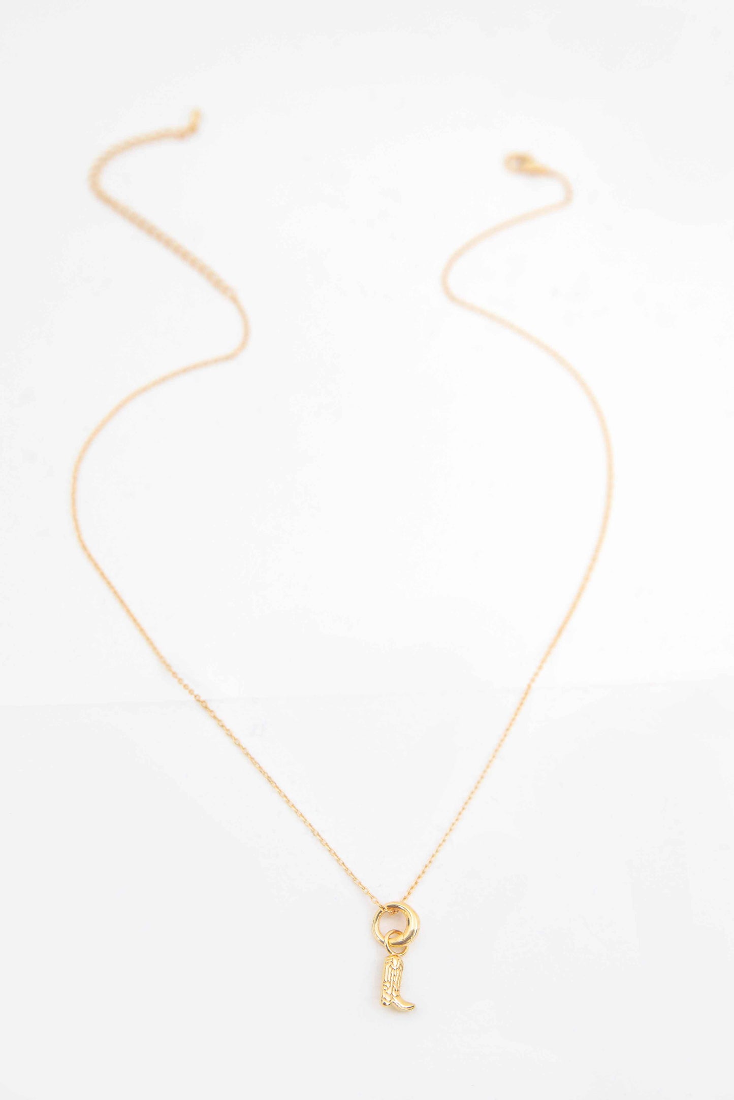 Cowboy Boot Charm Necklace | Gold