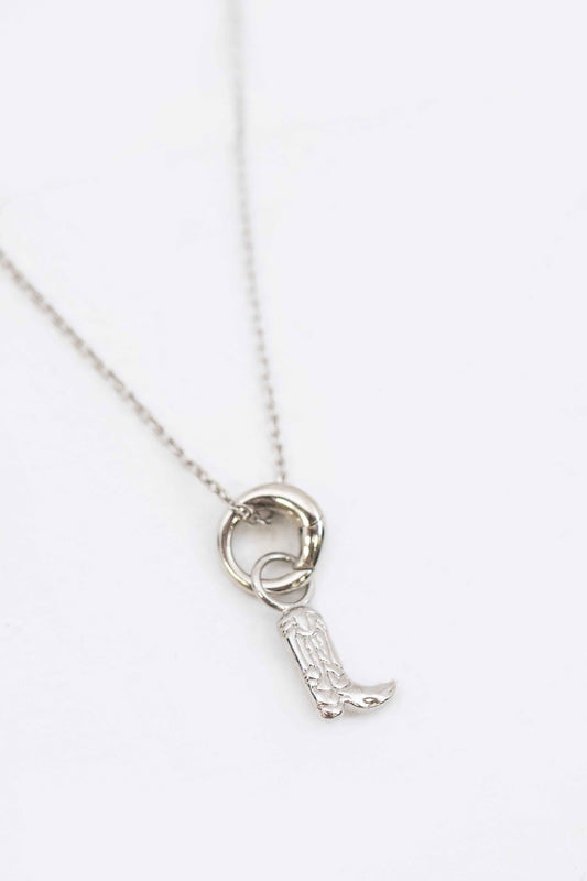 Cowboy Boot Charm Necklace | Silver