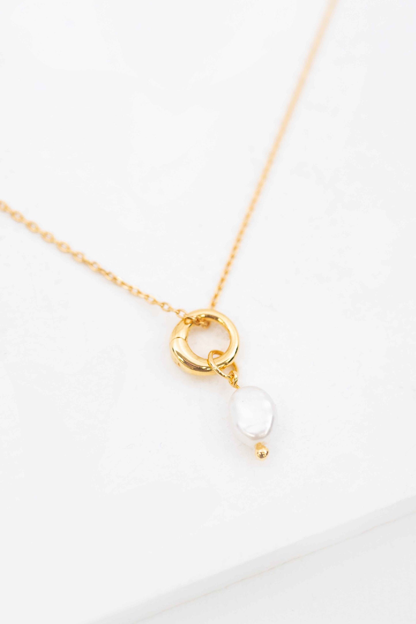 Pearl Charm Necklace | Gold