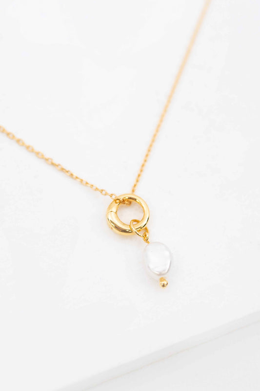 Pearl Charm Necklace | Gold