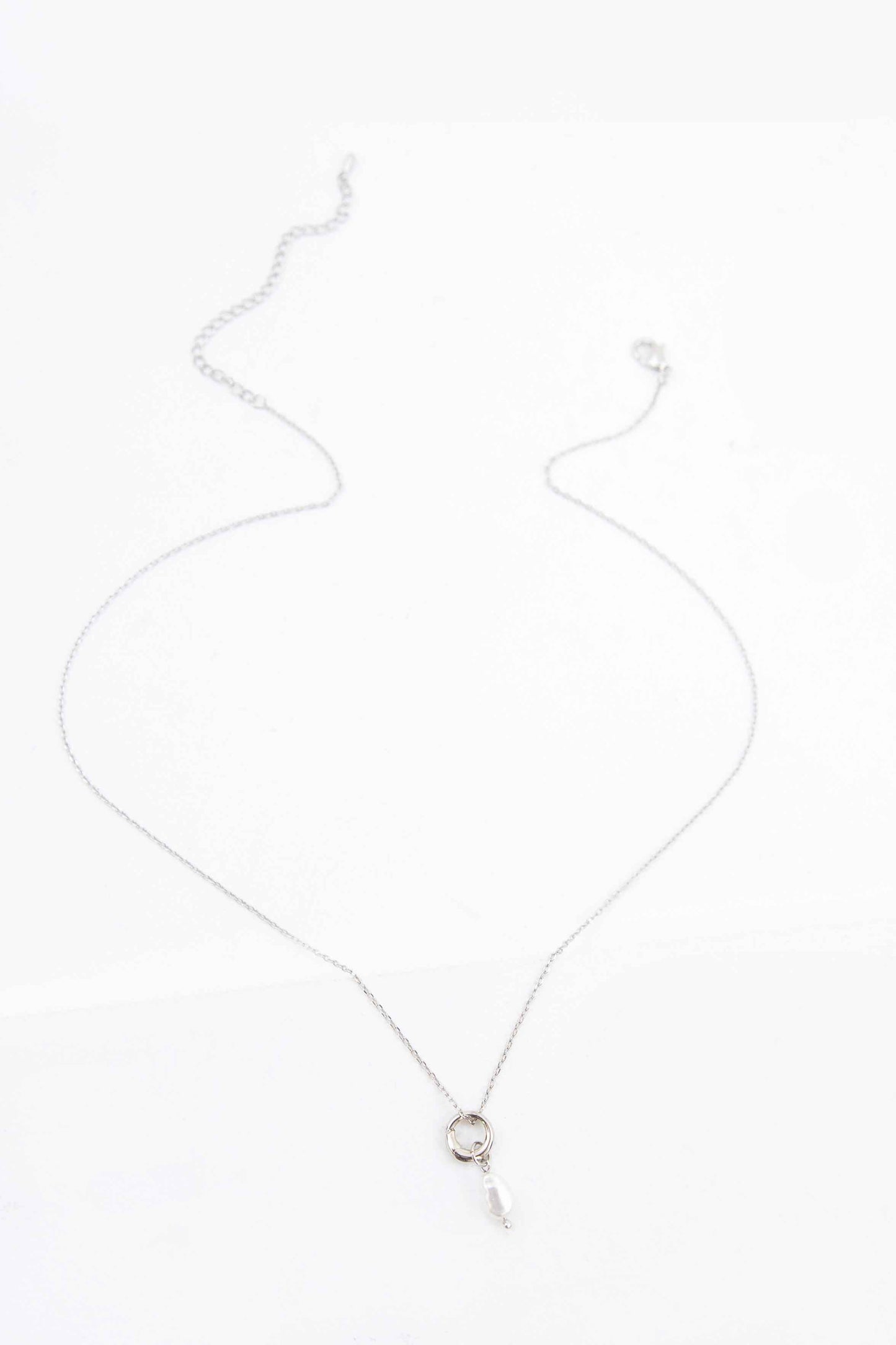Pearl Charm Necklace | Silver