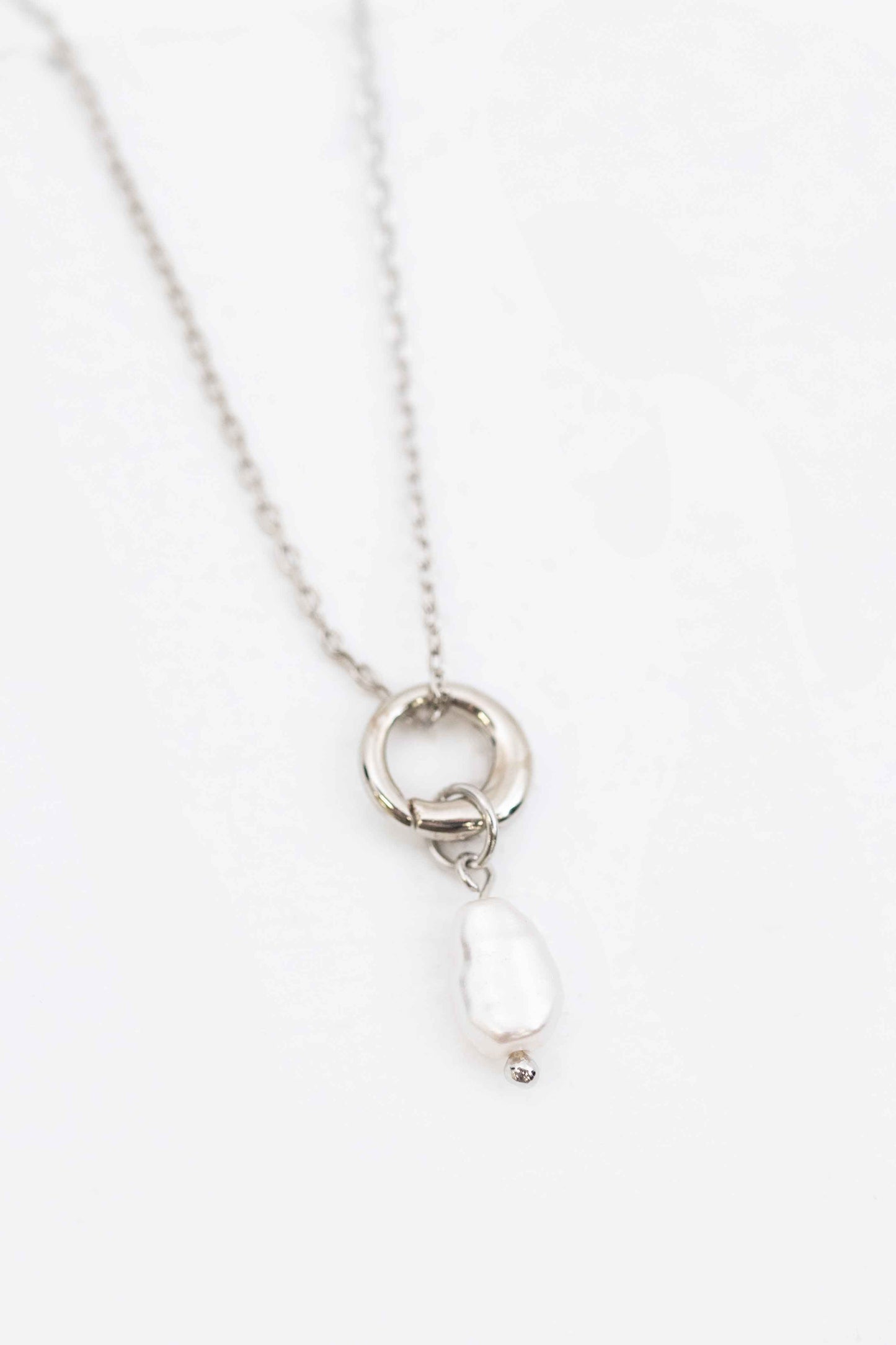 Pearl Charm Necklace | Silver