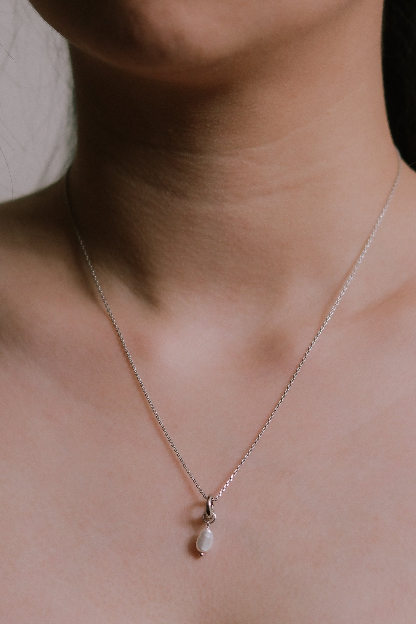 Pearl Charm Necklace | Silver