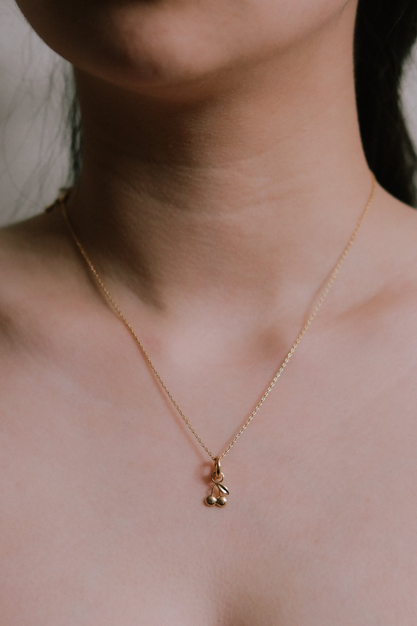 Cherry Charm Necklace | Gold