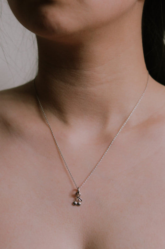 Cherry Charm Necklace | Silver