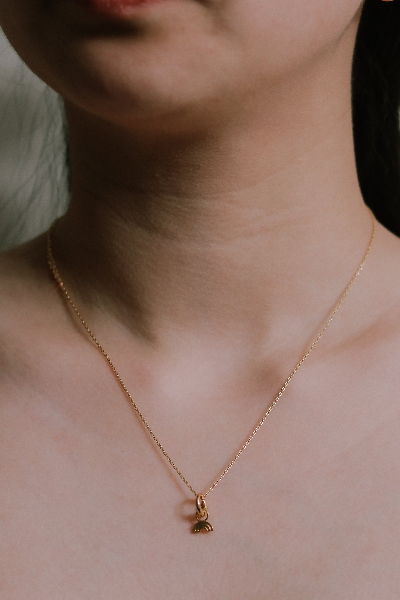 Mini Rainbow Charm Necklace | Gold