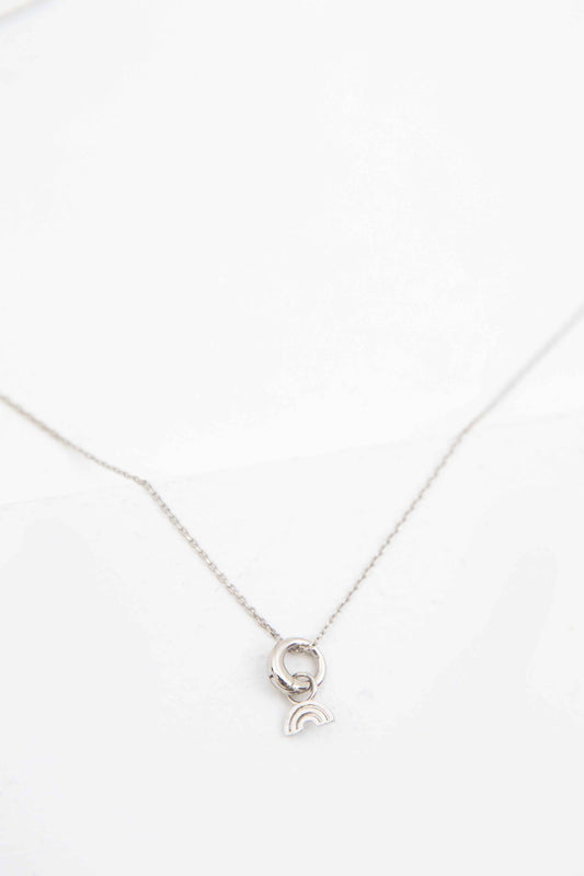 Mini Rainbow Charm Necklace | Silver