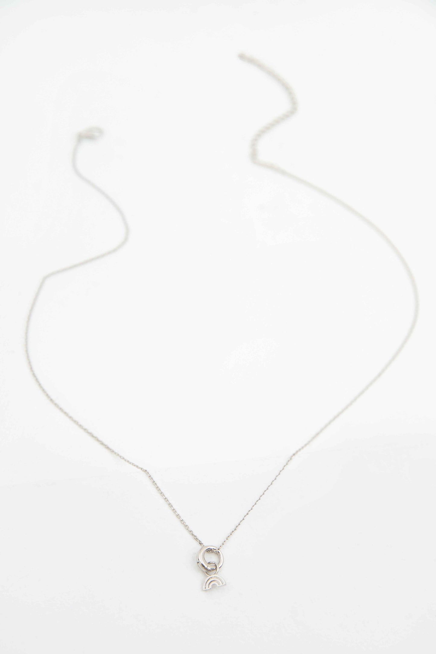 Mini Rainbow Charm Necklace | Silver