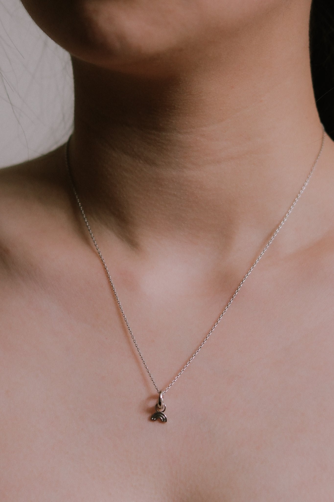 Mini Rainbow Charm Necklace | Silver