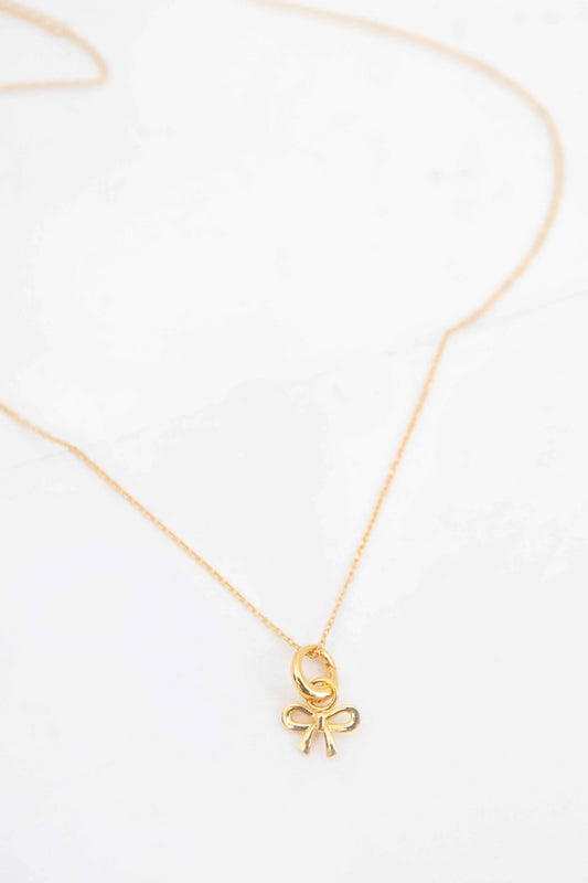 Small Bow Charm Necklace | Gold