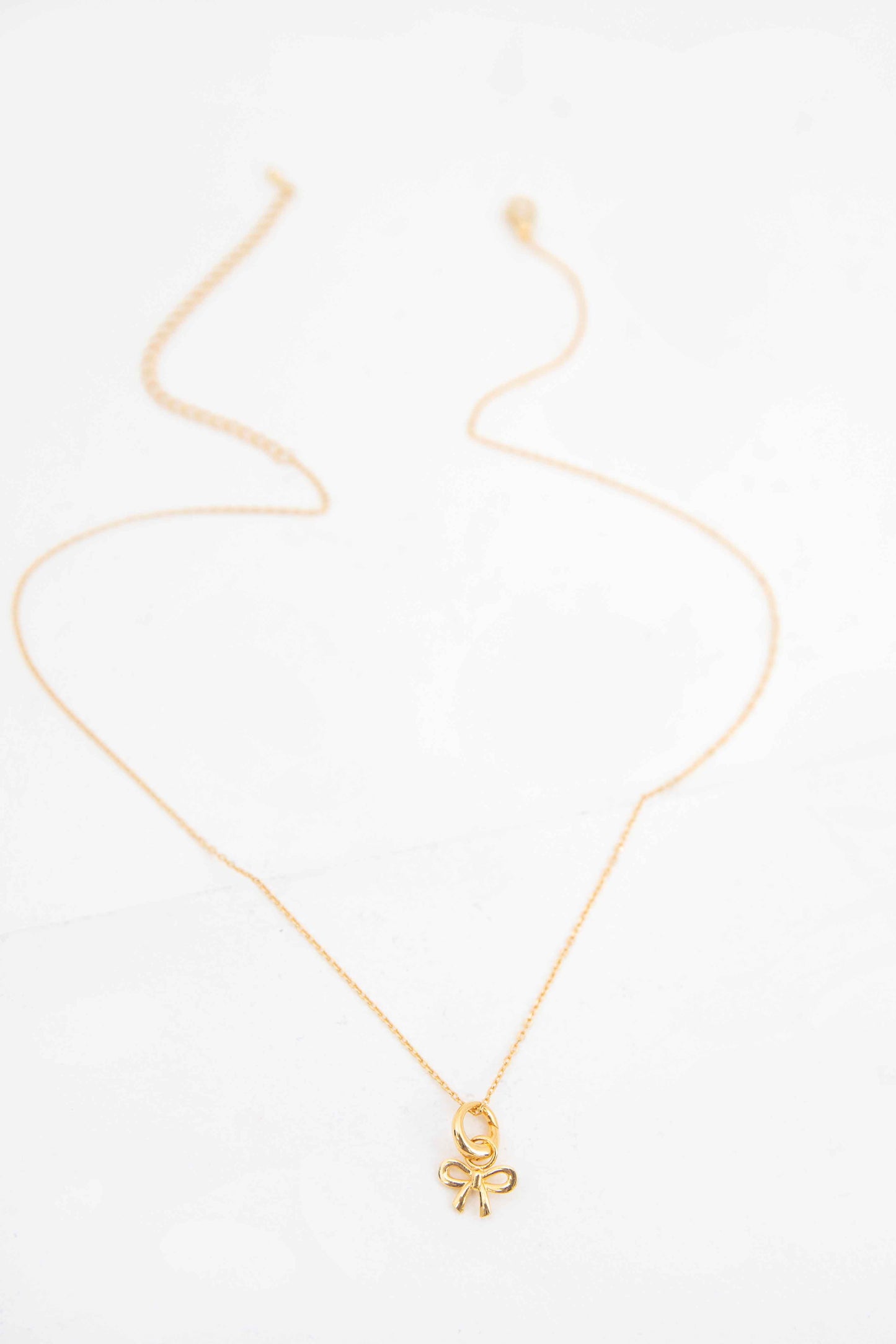 Small Bow Charm Necklace | Gold