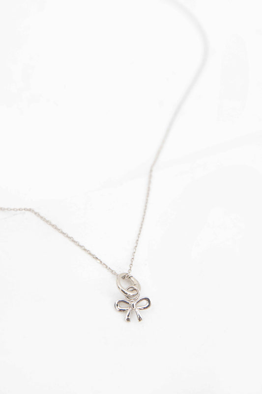 Small Bow Charm Necklace | Silver