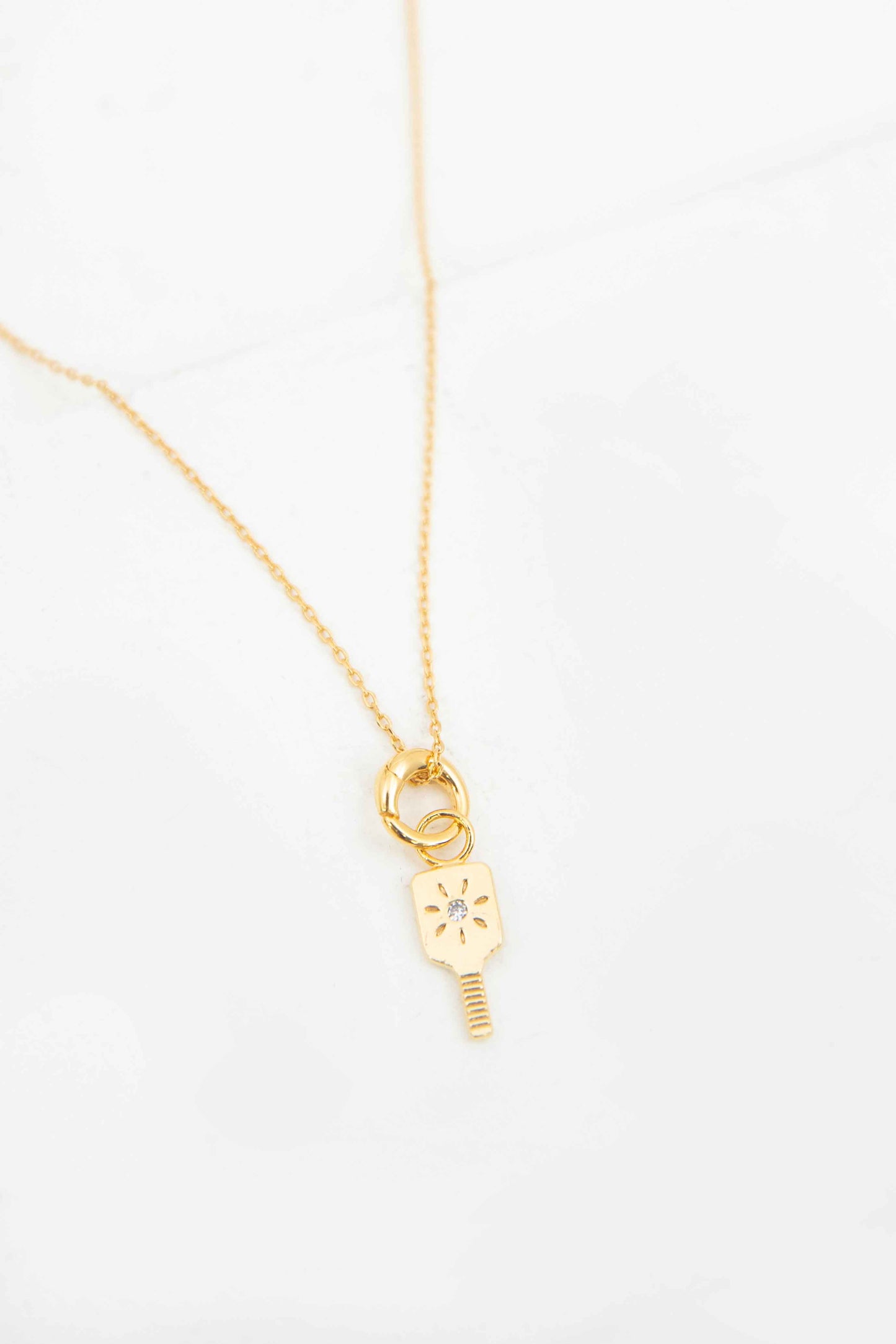 Pickleball Paddle Charm Necklace | Gold