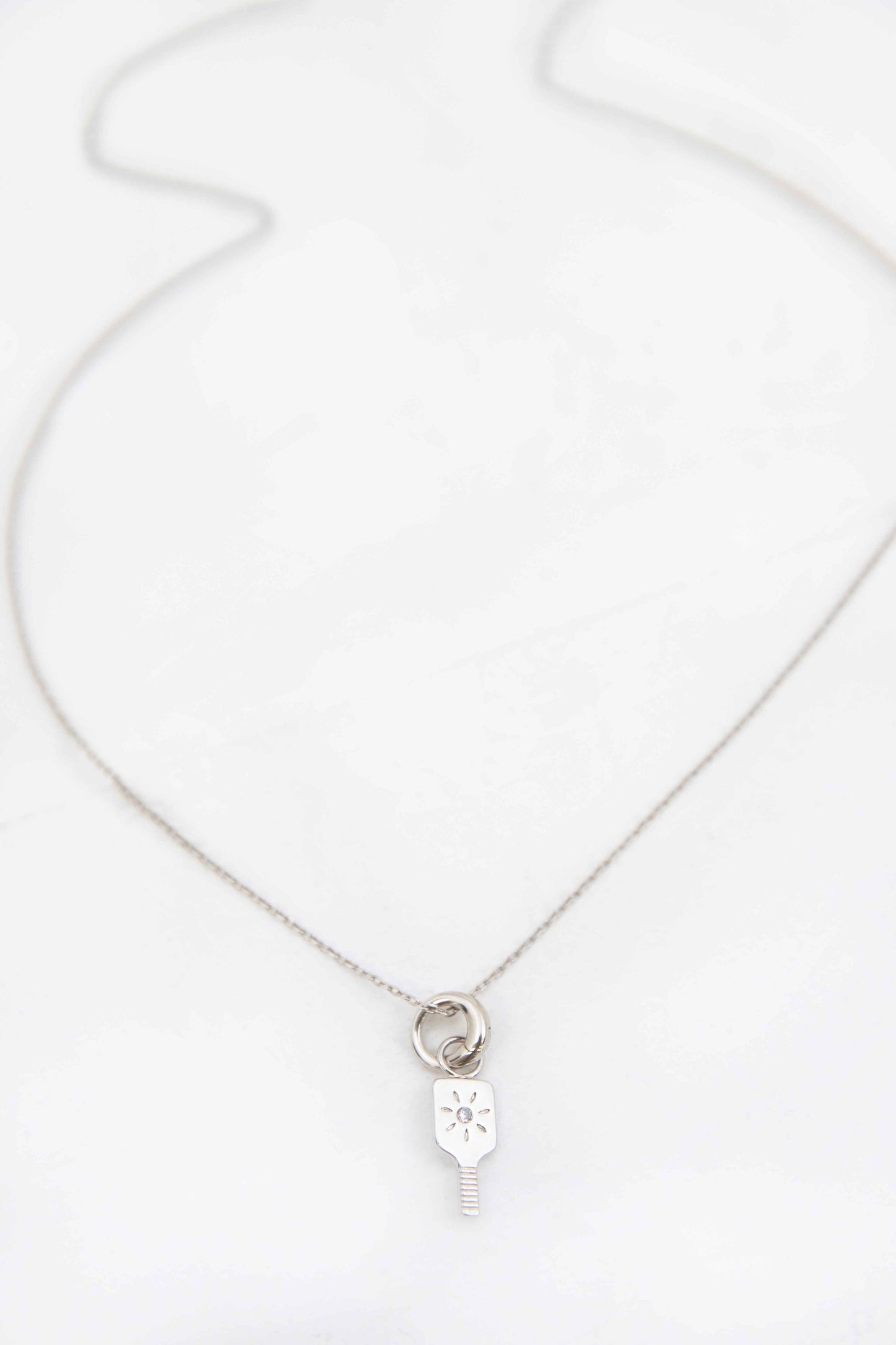 Pickleball Paddle Charm Necklace | Silver