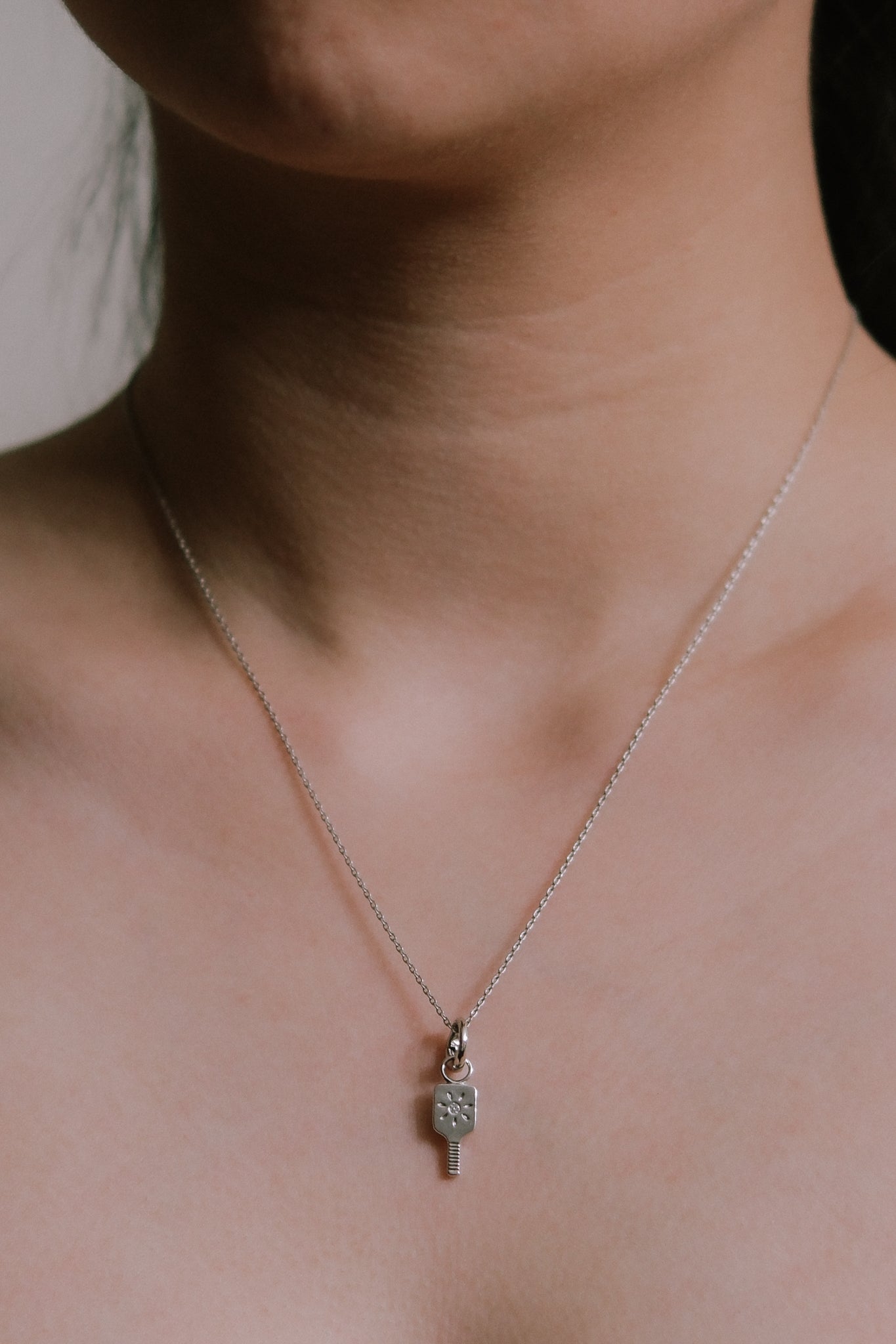 Pickleball Paddle Charm Necklace | Silver