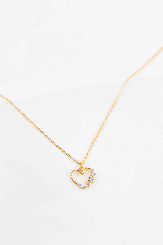 Classic Heart Stone Necklace | Gold