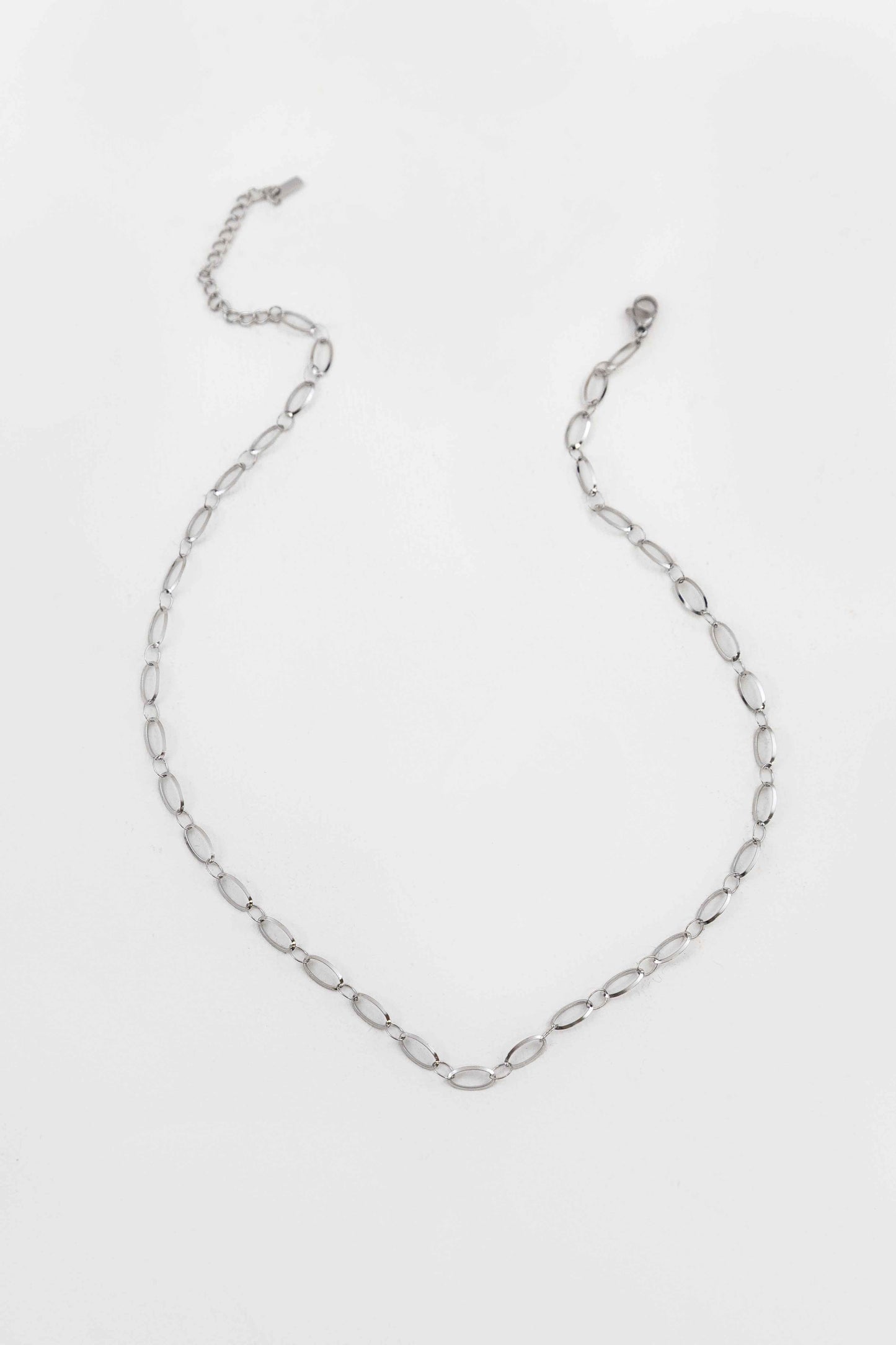 Delicate Oval Link Chain Necklace | Silver