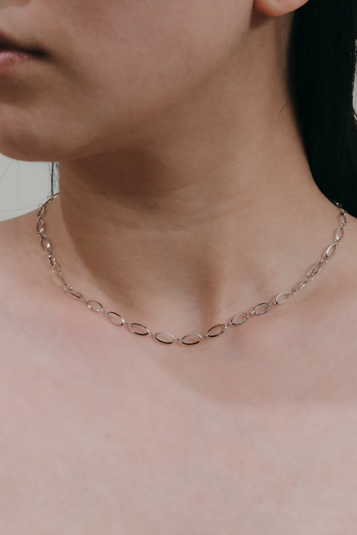 Delicate Oval Link Chain Necklace | Silver