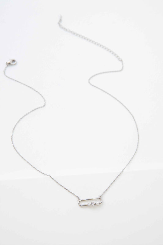 Stone and Pearl Trio Necklace | Silver