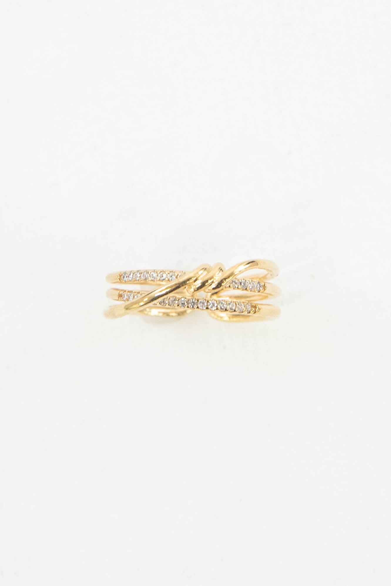 Intertwined Double Layer Adjustable Ring | Gold