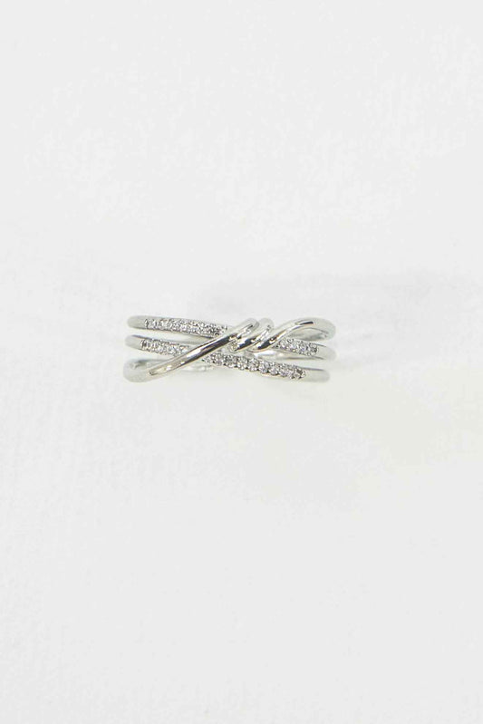 Intertwined Double Layer Adjustable Ring | Silver