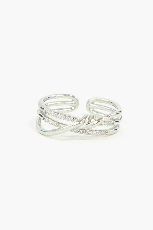 Intertwined Double Layer Adjustable Ring | Silver