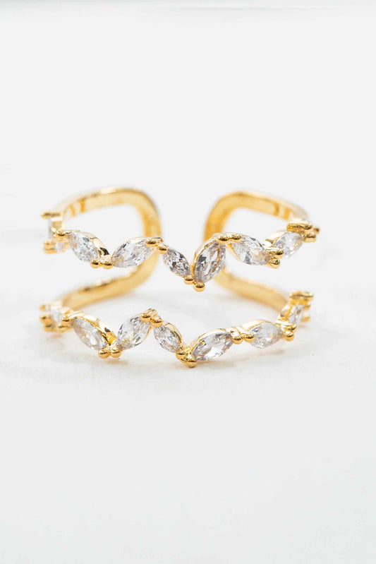 Stone Double Layer Adjustable Ring | Gold